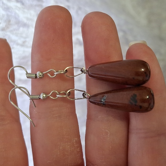 New Red Jasper Teardrop Earrings. - Picture 2 of 5